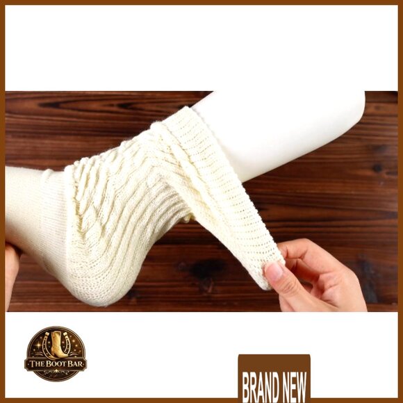 Knee High Slouch Socks Vintage 80s 90s Retro Scrunch Stacked Boot Socks - Picture 7 of 7